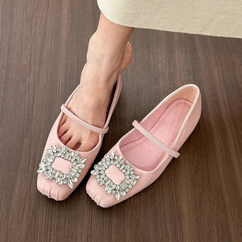 Designer Crystal Women Ballet Flats Fashion Ladies Casual Soft Sole Flats Spring Women's Comfort Elastic Band Ballerina Shoes