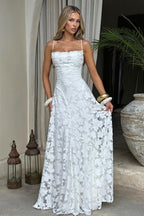 Chiffon Jacquard Backless Cami Maxi Dress