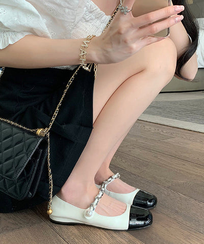 Beautiful Splicing Flat Feet Shoes Silver Faux Leather Buckle Strap