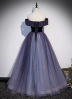 Sparkling Gradient Tulle Off Shoulder A-line Evening Dress Prom Dress