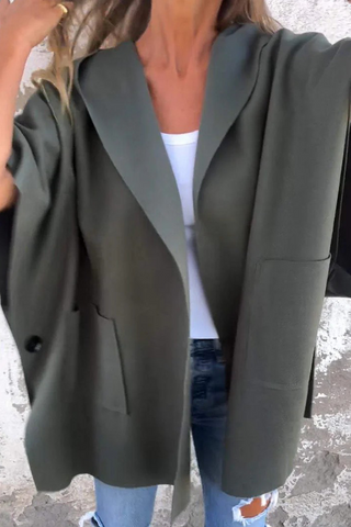 Prendas de abrigo informales de color liso con bolsillos y cuello vuelto (5 colores) 