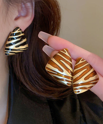 Fashion Black Copper Alloy Triangl Stud Earrings