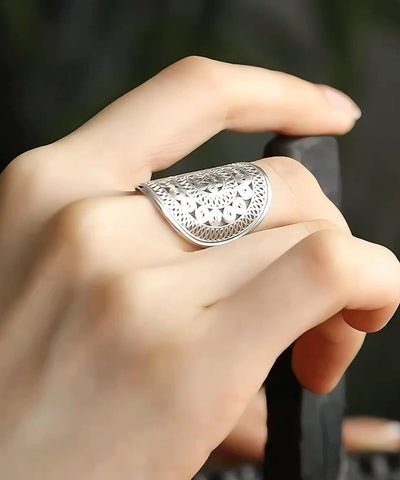 Anillos ahuecados de plata de ley con seda de gran tamaño 