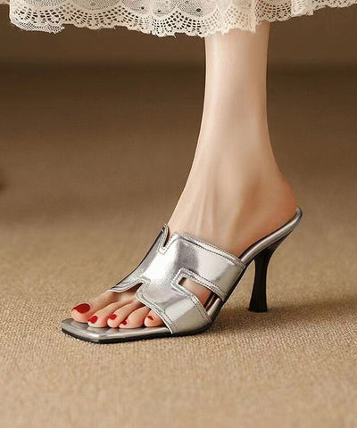 Style Silver High Heel Slippers