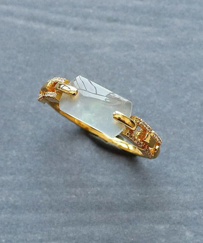 Anillos modernos de calcedonia en oro cian de 18 quilates 