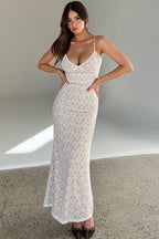 Lace V Neck Bodycon Cami Maxi Dress