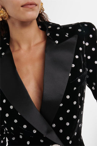 Velvet Silver Foil Stamping Polka Dot Blazer