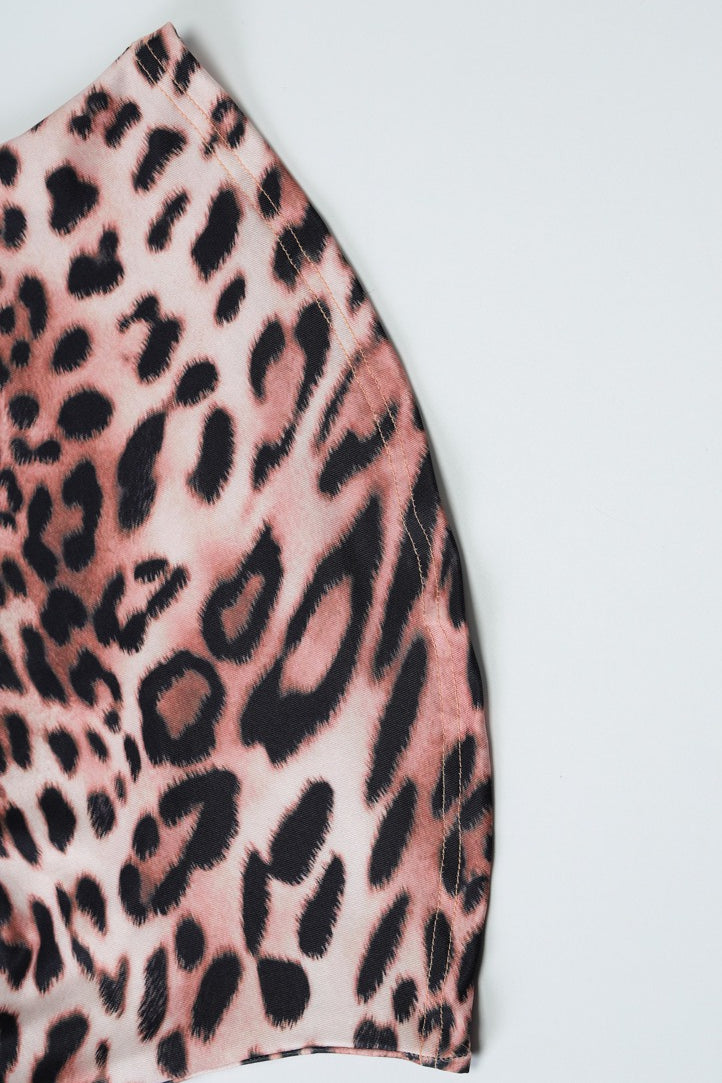 Sexy Leopard Deep V Lace Patch Halter Top