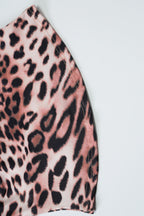 Sexy Leopard Deep V Lace Patch Halter Top
