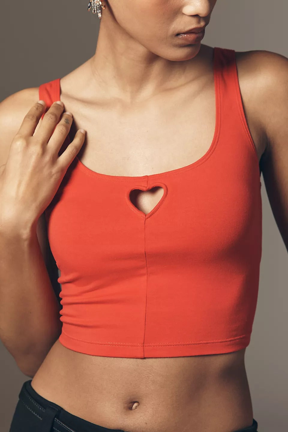 Heart Patch Cutout Slim Tank Top