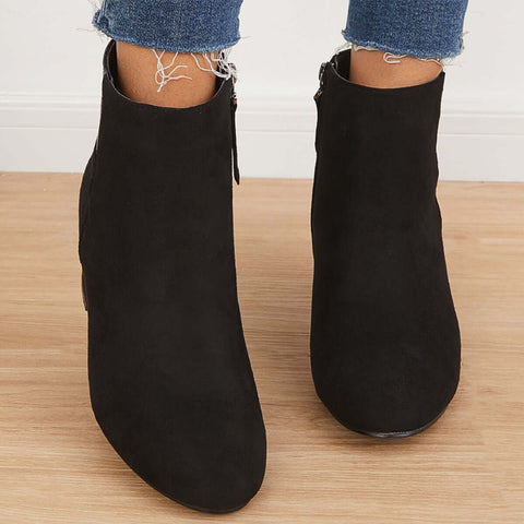 Stiefeletten mit klobigem Blockabsatz und mittelhohem Absatz 