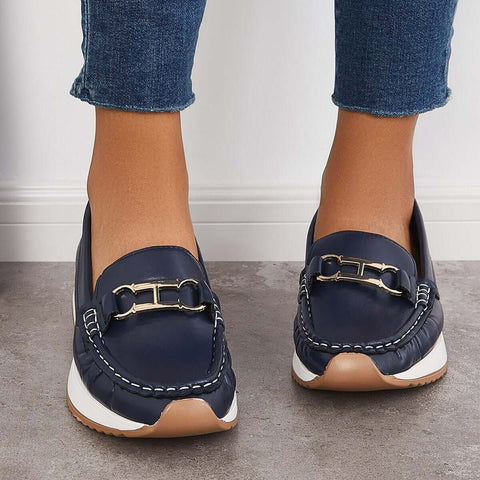 Mocasines de plataforma cómodos e informales, zapatos náuticos planos sin cordones 