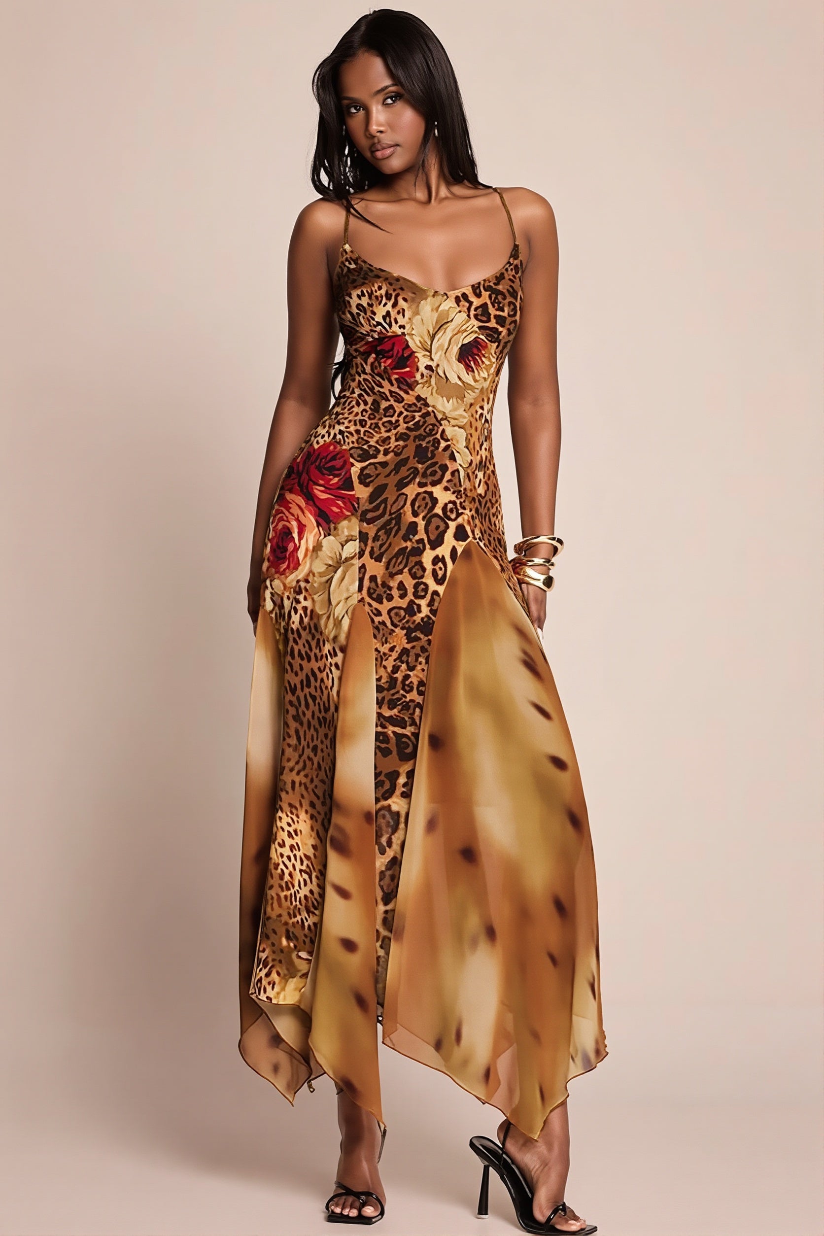 Mesh Splicing Cami Wild Maxi Dress