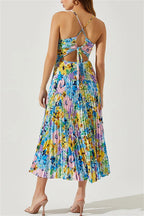 Floral Cami Pleated Print Maxi Dress
