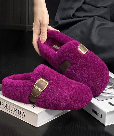 Lila Kunstfell Warme Hausschuhe Schuhe Stilvolle Spleißen 