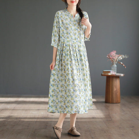 Summer Breathable Thin Cotton Casual Floral Dress