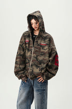 Camo Zip Oversized Street Hoodie