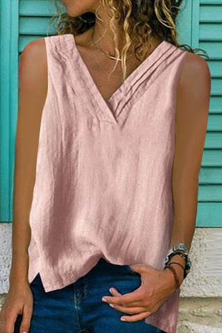 Camiseta sin mangas Meridress de color liso con escote en V y laterales abiertos