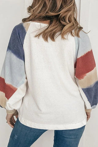 Color Block Crewneck Long Sleeve Tunic Tops