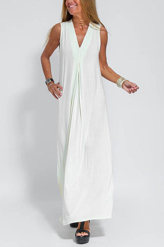 Vestido largo Meridress sin mangas con escote en V y abertura lateral