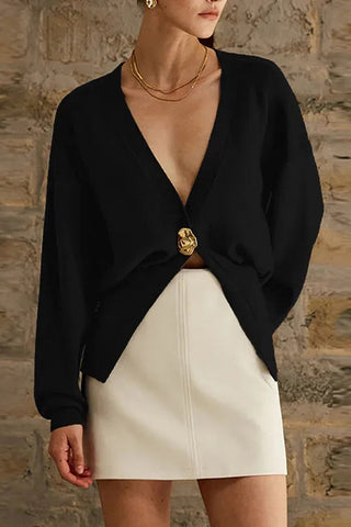 Cárdigan tipo suéter con cuello en V y botones de Meridress