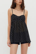 Bow Strap Ruffle Hem Cami Top