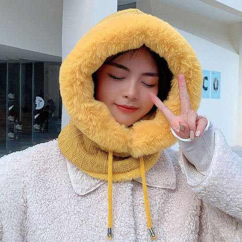 Women Winter Knitted Plush Solid Warm Hats