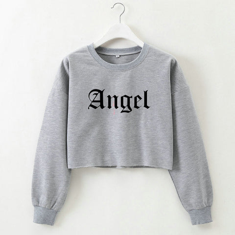 Women Clothing Autumn Winter Angel Letter Graphic Printed Short Long Sleeved Sweater for Women