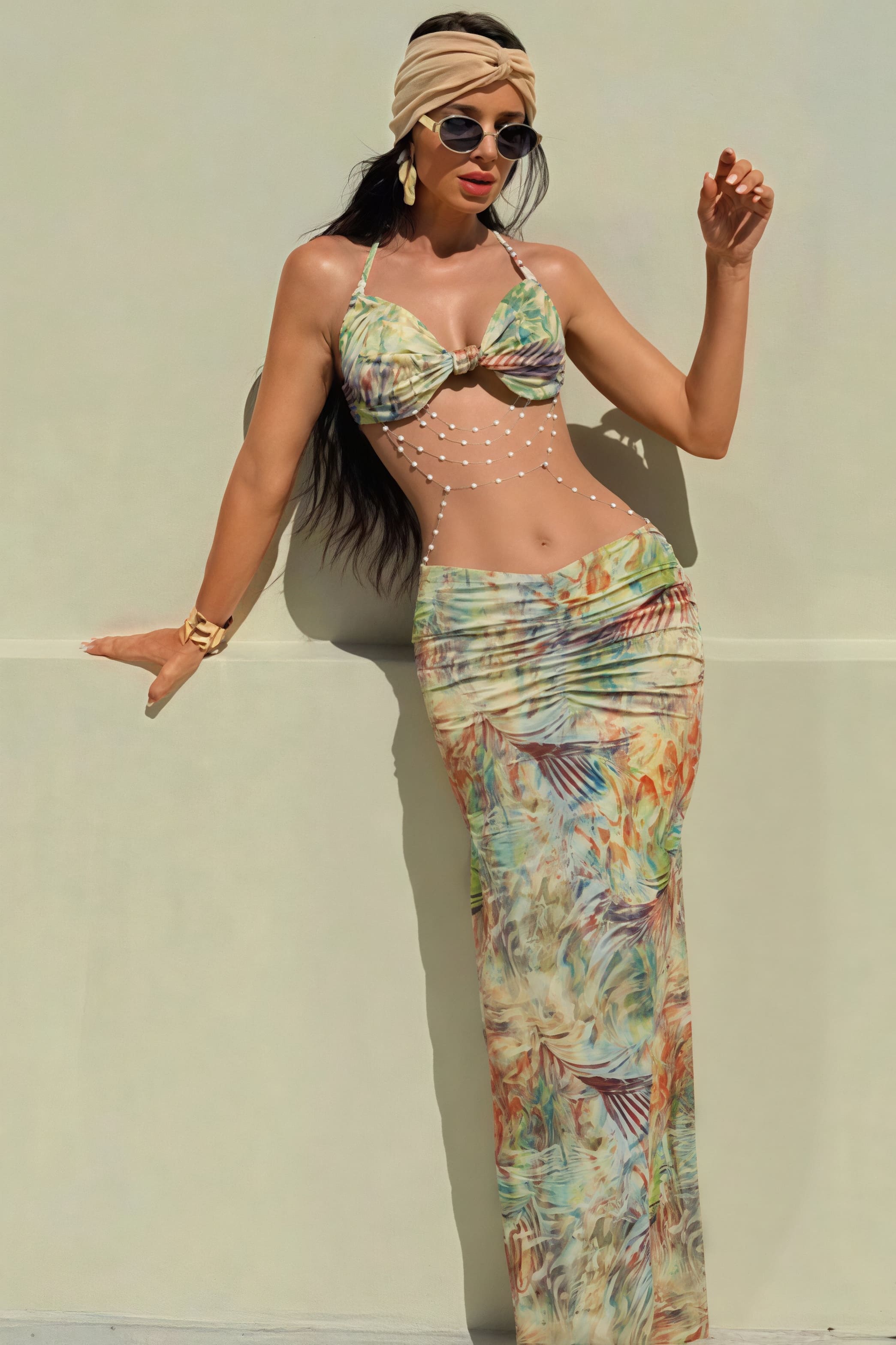 Vacation Halter Open Back Slinky Maxi Dress