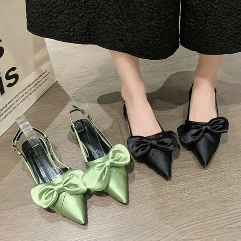 Bow Sexy Flats Sandals Women Shallow Dress Shoes Summer Casual Walking Women Shoes 2024 Designer Party Cozy Ladies Zapatillas