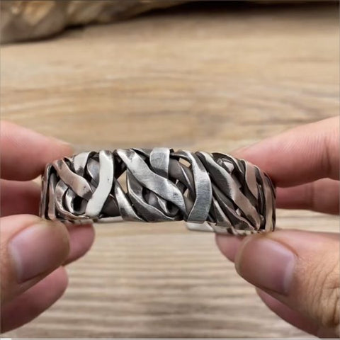 Sterling Silver Wide Face Braided Bracelet