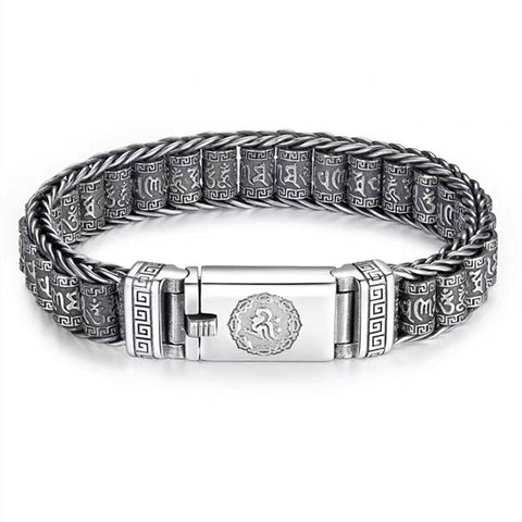 Sterling Silver Six Character Truth Prayer Wheels Bracelet