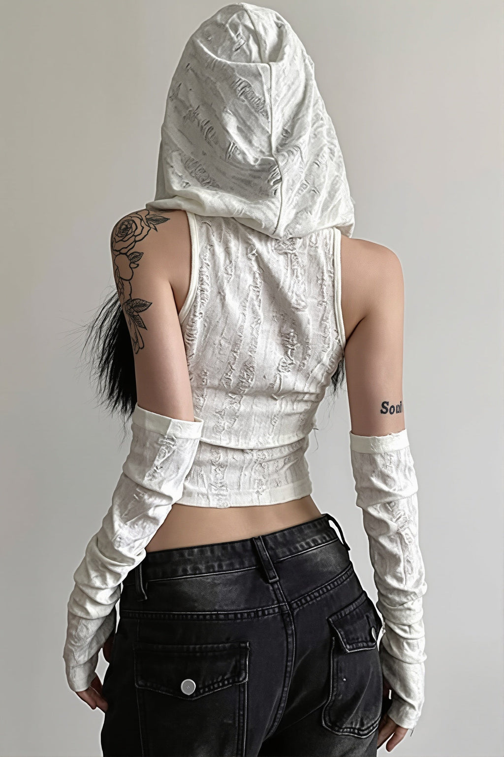 Solid Hooded Cropped Street Tank Top