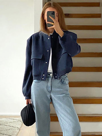 Tossy Herbst Frauen Strickjacke Jacken Mode Hohe Taille Langarm Tasche Streetwear Solide Patchwork Outwear Damen Y2k Mantel Neue 