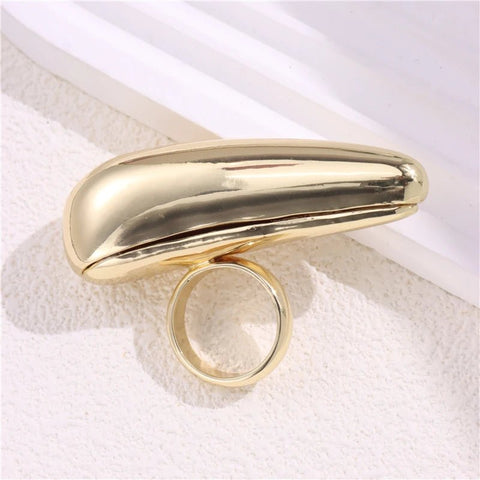 Anillo de gota de agua grande de oro y plata 
