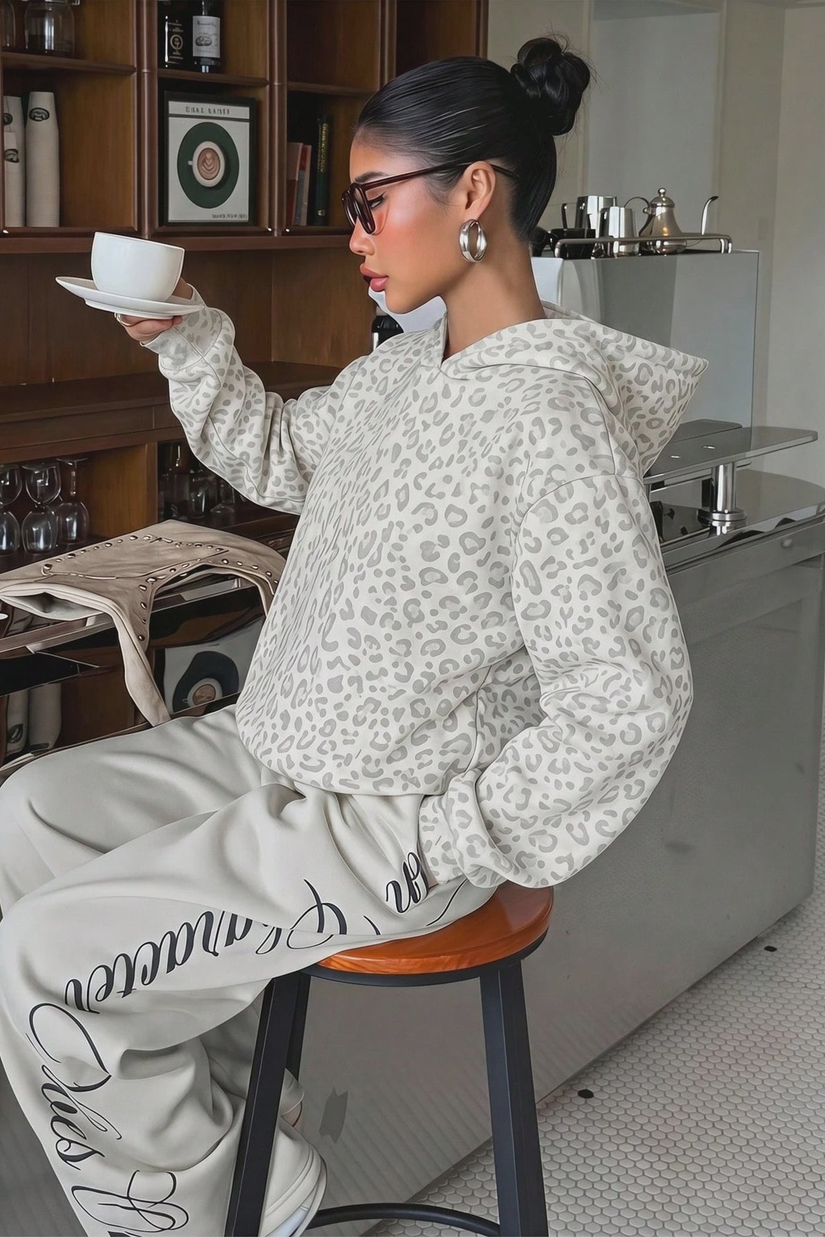 Leopard Print Pullover Street Hoodie