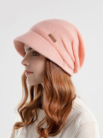Women Winter Casual Knitted Solid Wide Brim Hat