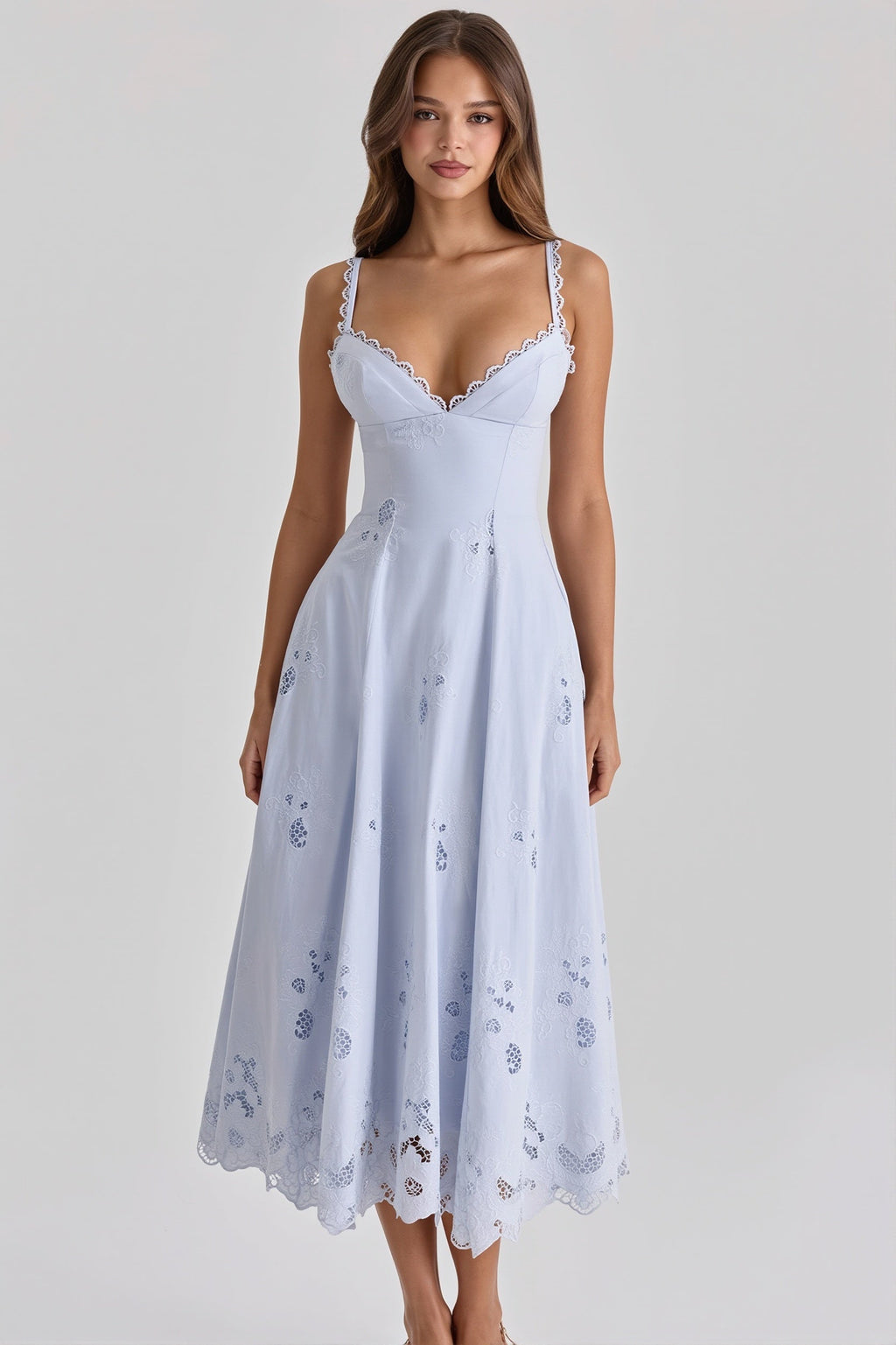 Elegant Embroidered Cutout Cami Maxi Dress
