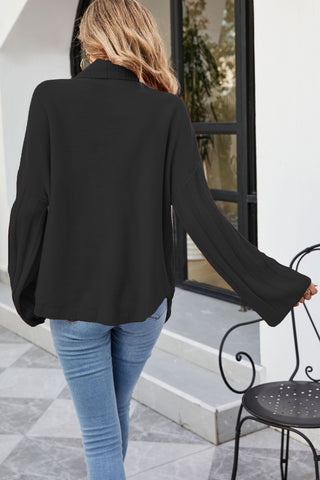 Oversize-Strickpullover mit Rollkragen und Kängurutasche 