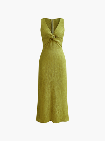 Vestido midi de tirantes con cremallera anudada 