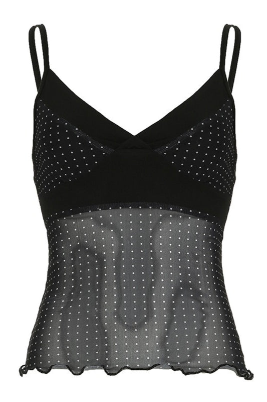 Polka Dot Sheer Mesh Cami Top