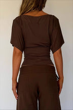 One Shoulder Cropped Fitted Blouse