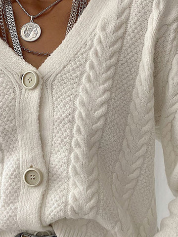 Tossy Autumn White Knitted Open Stitch Cardigan For Women Sweater Casual Streetwear Long Sleeve Top Oversized Knitwear Coat 2021