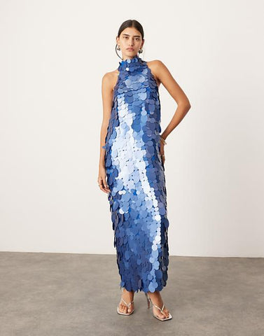 Sequined Midi Dress (Midnight Blue)