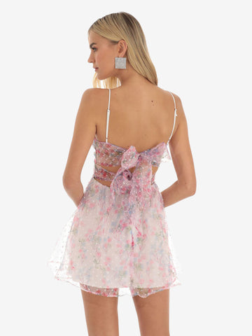 Vestido Floral Mini Vestidos Vestidos Estampado Floral Tirantes Espagueti Tirantes Plisados ​​Cuello Sin Mangas Espalda Descubierta Sin Costura Abierta Dulce Otoño Corto 