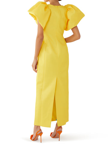 Short Sleeves Floral Printed Split-back Round-neck Maxi Dresses