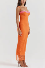 Lace Trim Wrap Cami Maxi Dress