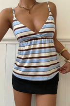 Y2K Striped Color Block Cami Top