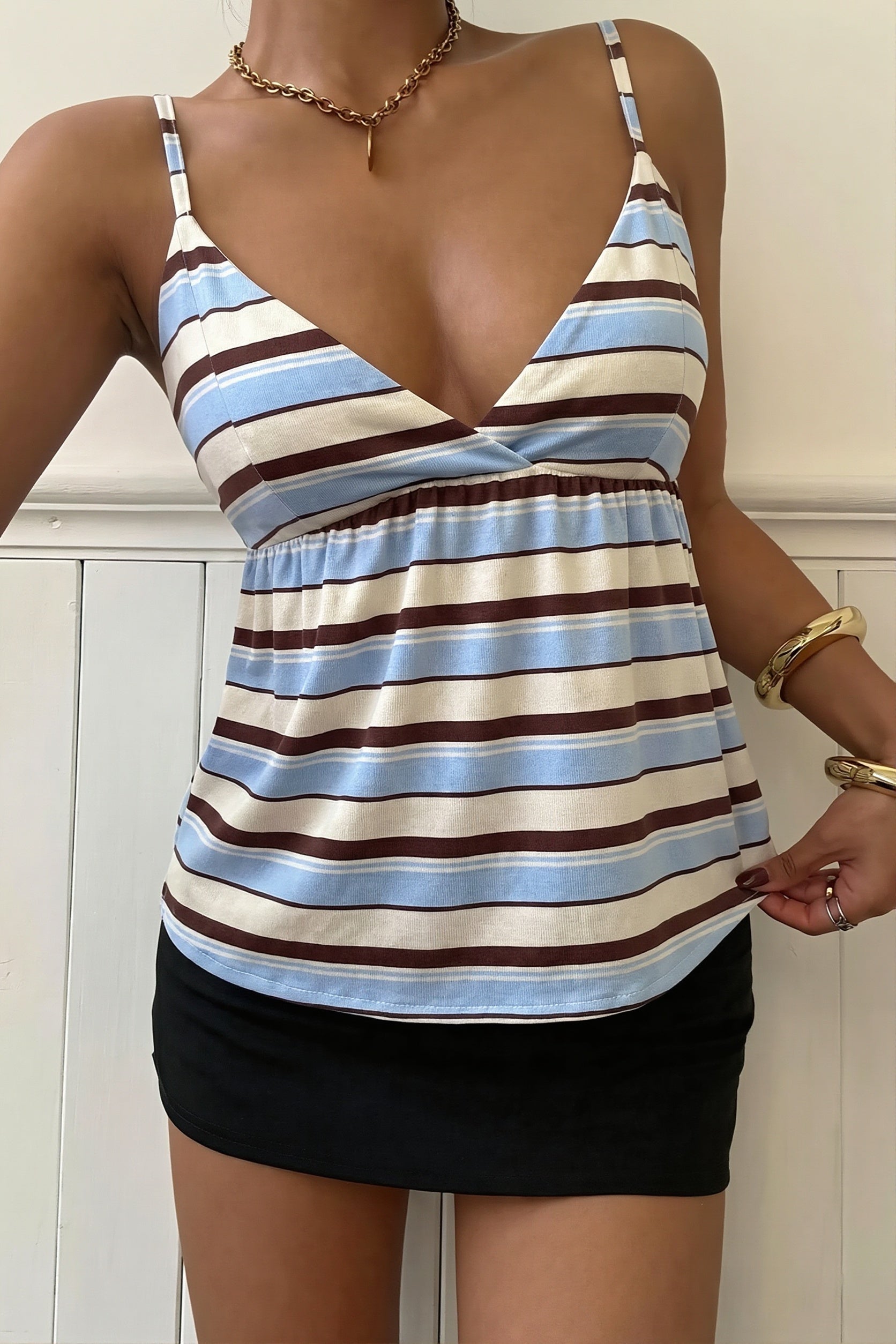 Y2K Striped Color Block Cami Top