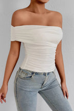 Solid One Shoulder Tube Fitted Blouse
